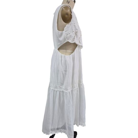 Impressions white Embroidered Maxi dress Sz 1X Wedding Summer Beach Travel NWT - Picture 4 of 9